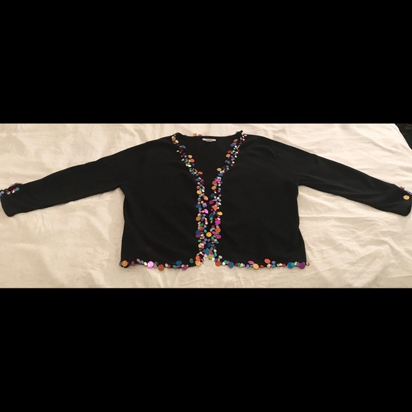 Black Belle Point Seater w/Lg sequin bangles Sz 2x - Picture 5 of 10